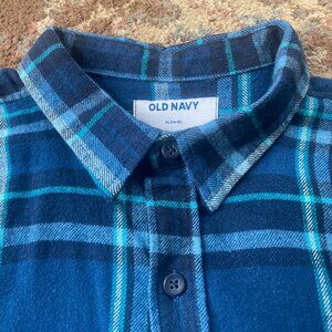 Long-Sleeve Flannel Pocket Shirt for Boys, blue plaid, XL (14-16)